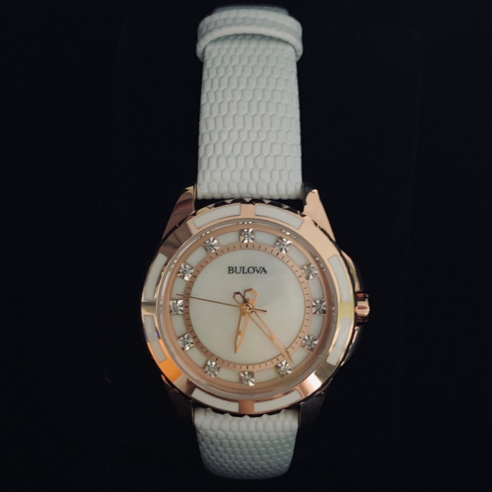 Bulova Rose Gold & White Watch